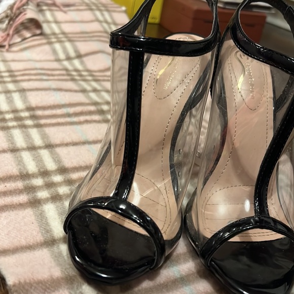 Liana Eloquence Collection clear block heel open toe clear w/ black Dazzling - Picture 4 of 6